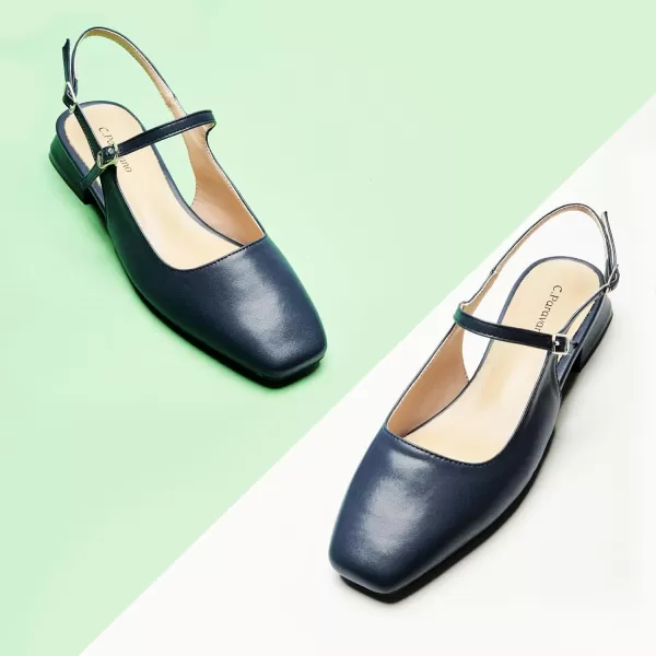 C.Paravano Women's Slingback | Women's Flat Sandals | Square Toe Slingback Flats | Adjustable Strap Flats | Fashion Casual Flats Shoes