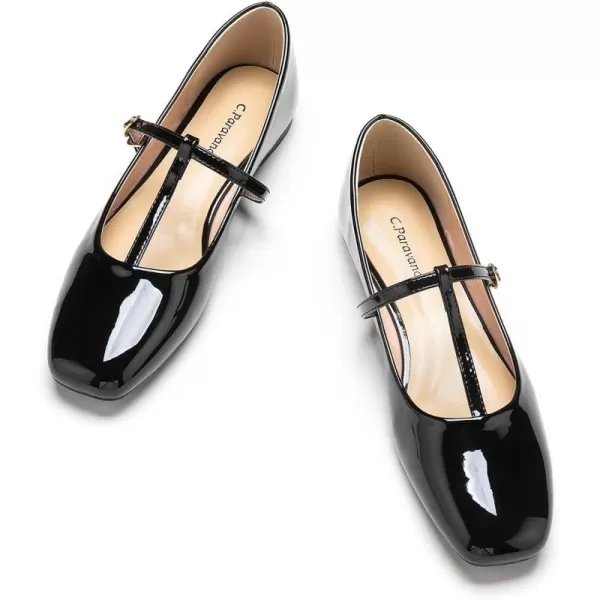 C.Paravano Mary Jane Flats for Women | Women's Ballet Flats | Mary Jane Shoes Women | Leather Square Toe Flats