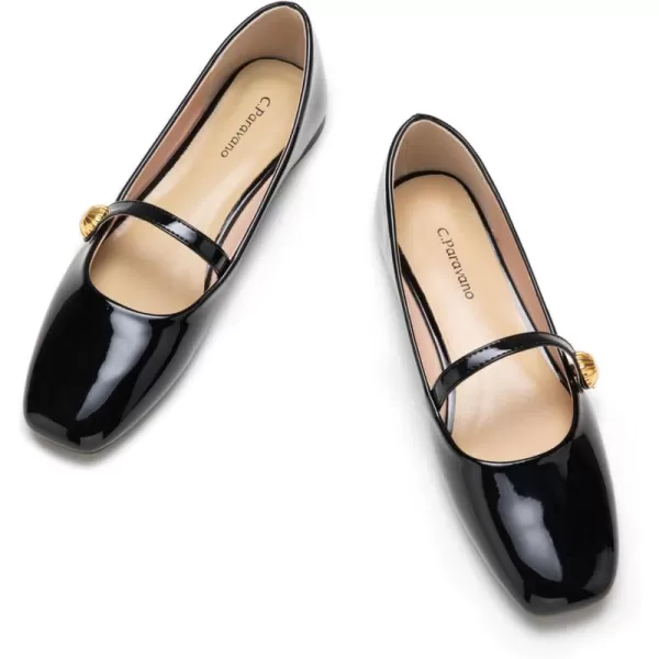 C.Paravano Mary Jane Flats for Women | Women's Ballet Flats | Mary Jane Shoes Women | Leather Square Toe Flats