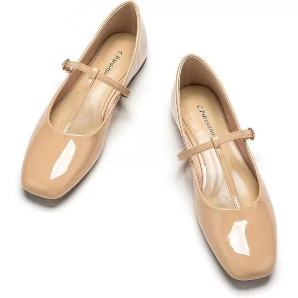 C.Paravano Mary Jane Flats for Women | Women's Ballet Flats | Mary Jane Shoes Women | Leather Square Toe Flats