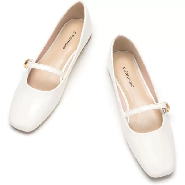 C.Paravano Mary Jane Flats for Women | Women's Ballet Flats | Mary Jane Shoes Women | Leather Square Toe Flats
