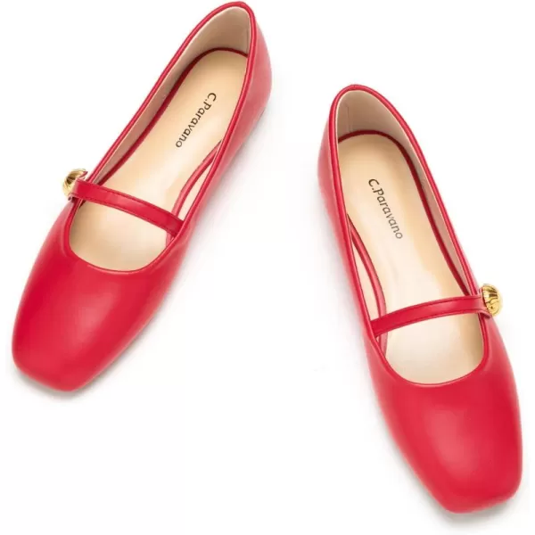 C.Paravano Mary Jane Flats for Women | Women's Ballet Flats | Mary Jane Shoes Women | Leather Square Toe Flats