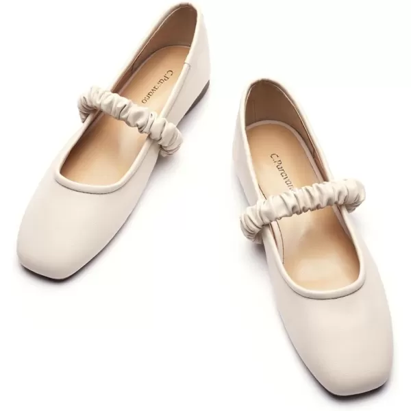 C.Paravano Mary Jane Flats for Women | Women's Ballet Flats | Mary Jane Shoes Women | Leather Square Toe Flats
