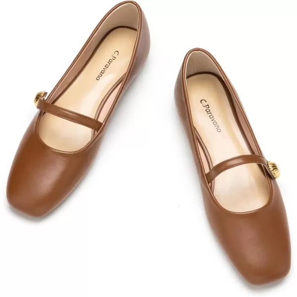C.Paravano Mary Jane Flats for Women | Women's Ballet Flats | Mary Jane Shoes Women | Leather Square Toe Flats