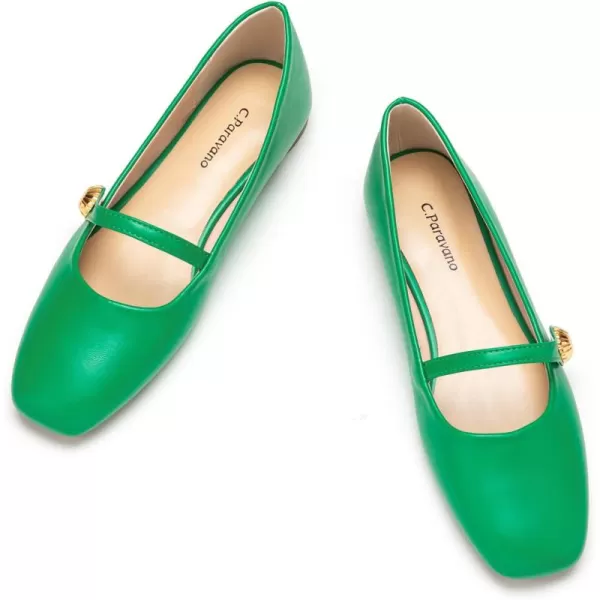 C.Paravano Mary Jane Flats for Women | Women's Ballet Flats | Mary Jane Shoes Women | Leather Square Toe Flats