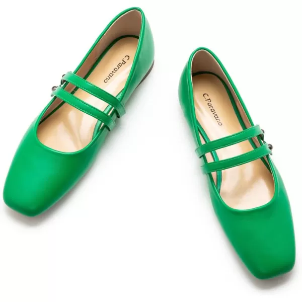 C.Paravano Mary Jane Shoes for Women | Women's Flats | Women Square Toe Flats | Leather Mary Jane