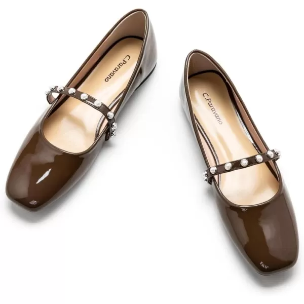 C.Paravano Mary Jane Shoes for Women | Women's Flats | Women Square Toe Flats | Leather Mary Jane