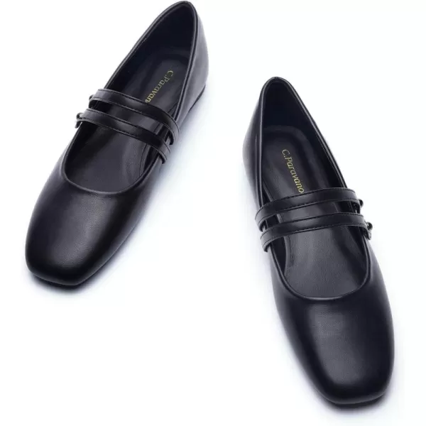 C.Paravano Mary Jane Shoes for Women | Women's Flats | Women Square Toe Flats | Leather Mary Jane