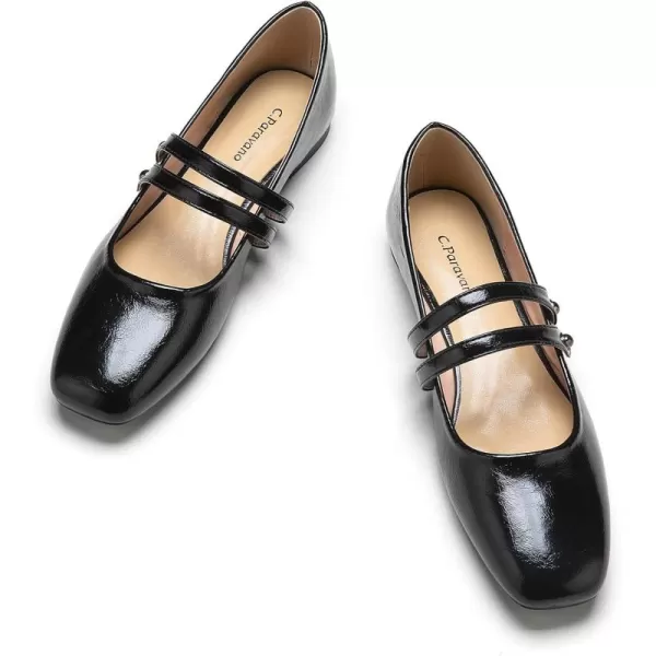 C.Paravano Mary Jane Shoes for Women | Women's Flats | Women Square Toe Flats | Leather Mary Jane
