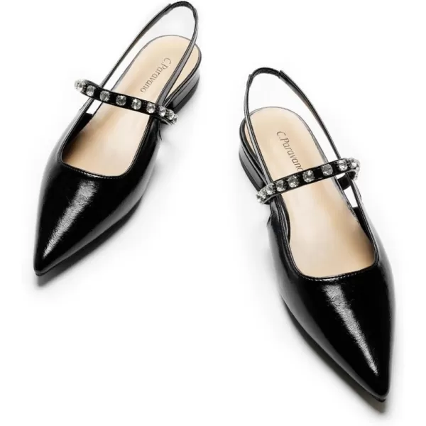C.Paravano Slingback Flats for Women Pointed Toe Flats Sandal Women's Slingback Flats for Dressy Wedding Office Causal