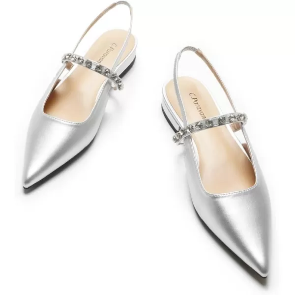 C.Paravano Slingback Flats for Women Pointed Toe Flats Sandal Women's Slingback Flats for Dressy Wedding Office Causal
