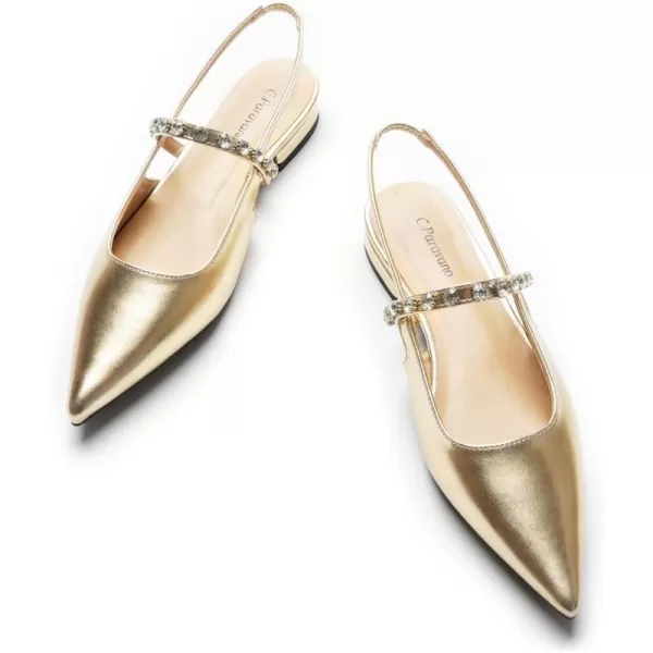 C.Paravano Slingback Flats for Women Pointed Toe Flats Sandal Women's Slingback Flats for Dressy Wedding Office Causal