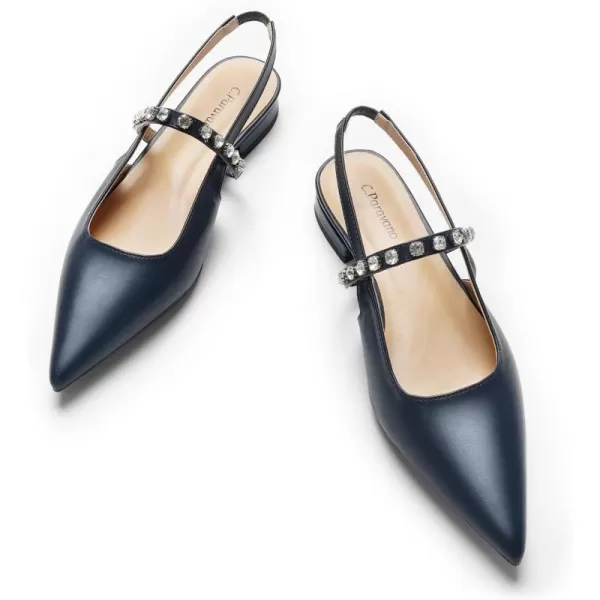 C.Paravano Slingback Flats for Women Pointed Toe Flats Sandal Women's Slingback Flats for Dressy Wedding Office Causal