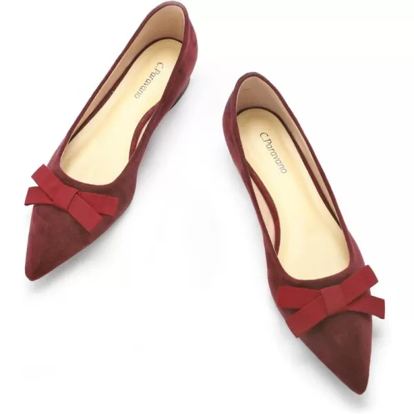 C.Paravano Women's Flats I Ballet Flats for Women I Pointed Toe Flats for Women I Bow Knot Flats Shoes Women I Slip on Flats