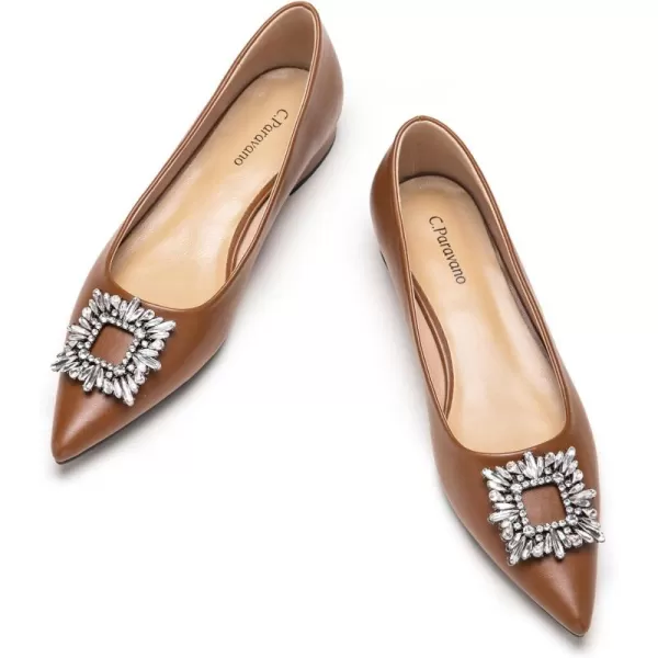 C.Paravano Women’s Flats I Pointed Toe Flats for Women I Women Flat Shoes I Crystal Buckle Flats I Ballet Flats Shoes for Women I Slip on Dressy Flats