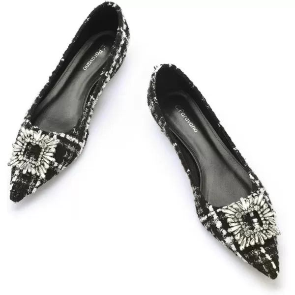 C.Paravano Women’s Flats I Pointed Toe Flats for Women I Women Flat Shoes I Crystal Buckle Flats I Ballet Flats Shoes for Women I Slip on Dressy Flats