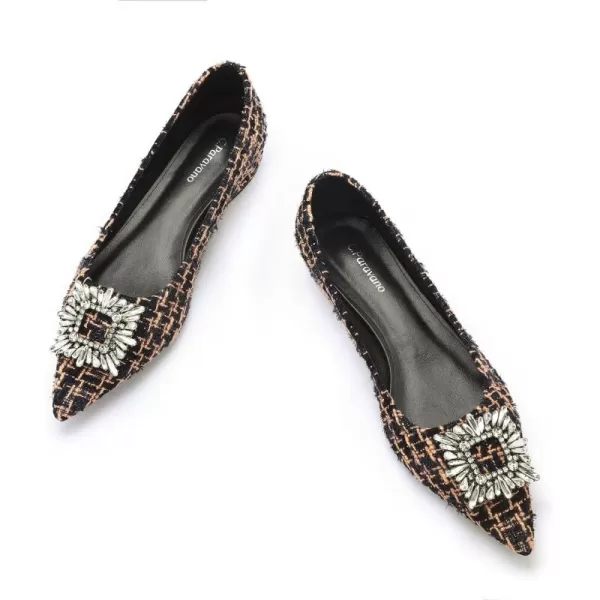 C.Paravano Women’s Flats I Pointed Toe Flats for Women I Women Flat Shoes I Crystal Buckle Flats I Ballet Flats Shoes for Women I Slip on Dressy Flats