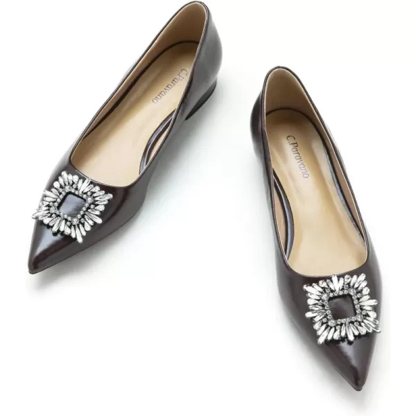 C.Paravano Women’s Flats I Pointed Toe Flats for Women I Women Flat Shoes I Crystal Buckle Flats I Ballet Flats Shoes for Women I Slip on Dressy Flats