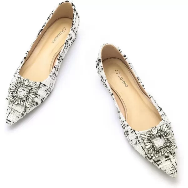 C.Paravano Women’s Flats I Pointed Toe Flats for Women I Women Flat Shoes I Crystal Buckle Flats I Ballet Flats Shoes for Women I Slip on Dressy Flats
