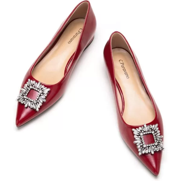 C.Paravano Women’s Flats I Pointed Toe Flats for Women I Women Flat Shoes I Crystal Buckle Flats I Ballet Flats Shoes for Women I Slip on Dressy Flats