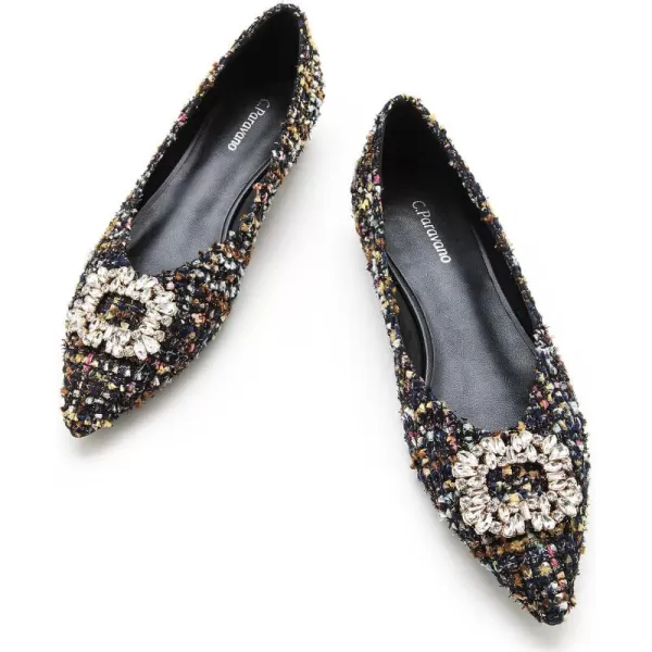 C.Paravano Women’s Flats I Pointed Toe Flats for Women I Women Flat Shoes I Crystal Buckle Flats I Ballet Flats Shoes for Women I Slip on Dressy Flats