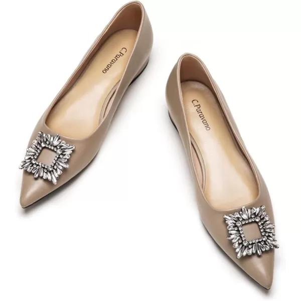 C.Paravano Women’s Flats I Pointed Toe Flats for Women I Women Flat Shoes I Crystal Buckle Flats I Ballet Flats Shoes for Women I Slip on Dressy Flats