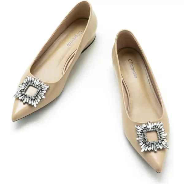C.Paravano Women’s Flats I Pointed Toe Flats for Women I Women Flat Shoes I Crystal Buckle Flats I Ballet Flats Shoes for Women I Slip on Dressy Flats