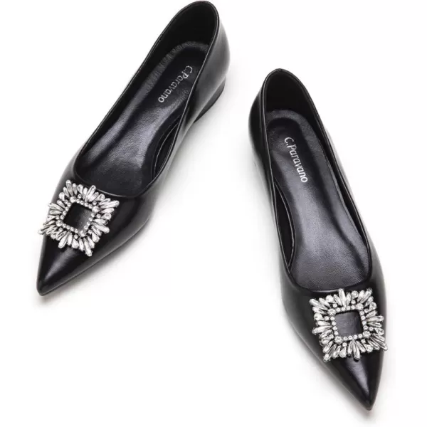 C.Paravano Women’s Flats I Pointed Toe Flats for Women I Women Flat Shoes I Crystal Buckle Flats I Ballet Flats Shoes for Women I Slip on Dressy Flats