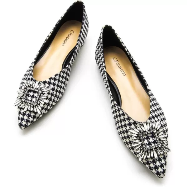 C.Paravano Women’s Flats I Pointed Toe Flats for Women I Women Flat Shoes I Crystal Buckle Flats I Ballet Flats Shoes for Women I Slip on Dressy Flats