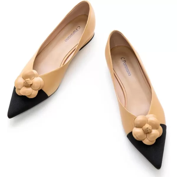 C.Paravano Women’s Flats I Slip on Ballet Flats I Pointed Toe Flats for Women I Two Tone Flats I Leather Flats Shoes Women I Womens Designer Flats