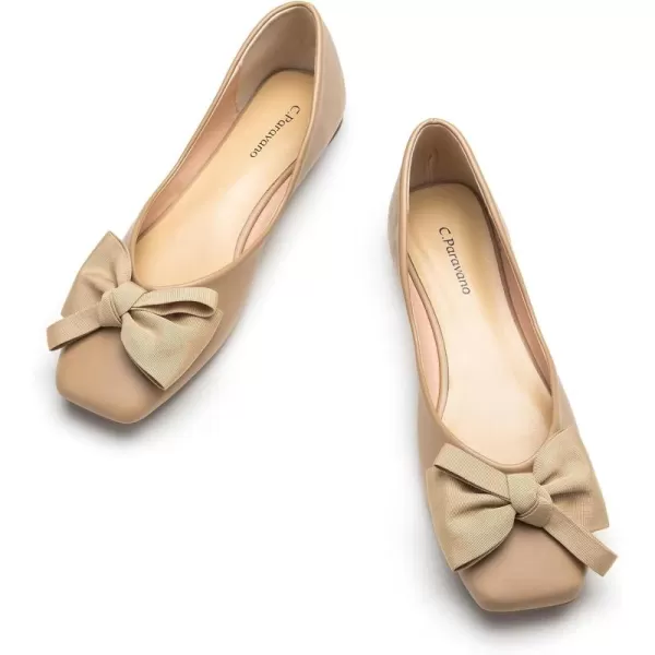C.Paravano Women's Flats | Square Toe Shoes for Women | Leather Flat Shoes for Women | Slip On Ballet Flats
