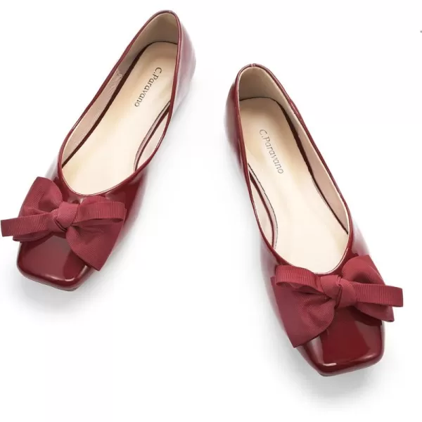 C.Paravano Women's Flats | Square Toe Shoes for Women | Leather Flat Shoes for Women | Slip On Ballet Flats