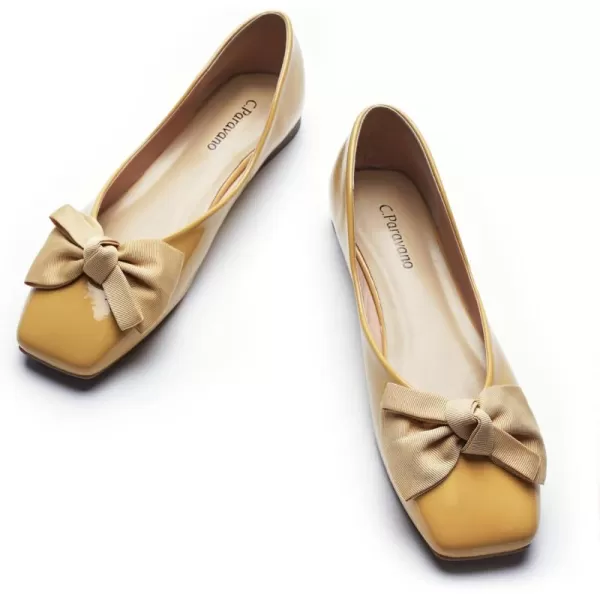 C.Paravano Women's Flats | Square Toe Shoes for Women | Leather Flat Shoes for Women | Slip On Ballet Flats