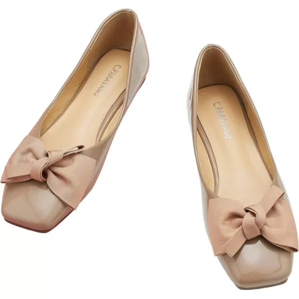 C.Paravano Women's Flats | Square Toe Shoes for Women | Leather Flat Shoes for Women | Slip On Ballet Flats
