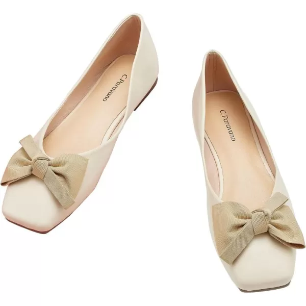 C.Paravano Women's Flats | Square Toe Shoes for Women | Leather Flat Shoes for Women | Slip On Ballet Flats