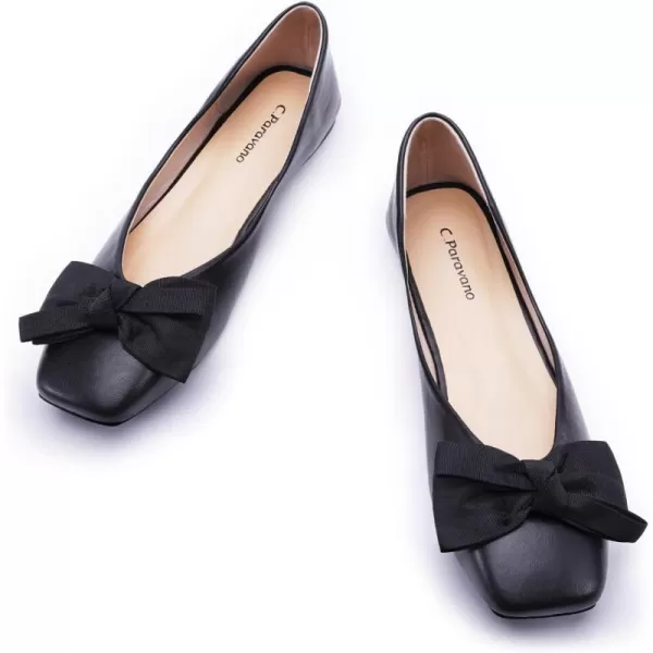 C.Paravano Women's Flats | Square Toe Shoes for Women | Leather Flat Shoes for Women | Slip On Ballet Flats
