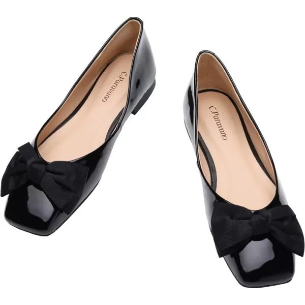 C.Paravano Women's Flats | Square Toe Shoes for Women | Leather Flat Shoes for Women | Slip On Ballet Flats