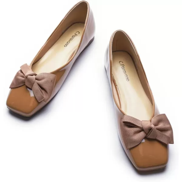 C.Paravano Women's Flats | Square Toe Shoes for Women | Leather Flat Shoes for Women | Slip On Ballet Flats