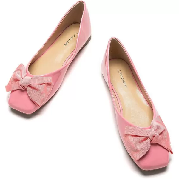 C.Paravano Women's Flats | Square Toe Shoes for Women | Leather Flat Shoes for Women | Slip On Ballet Flats