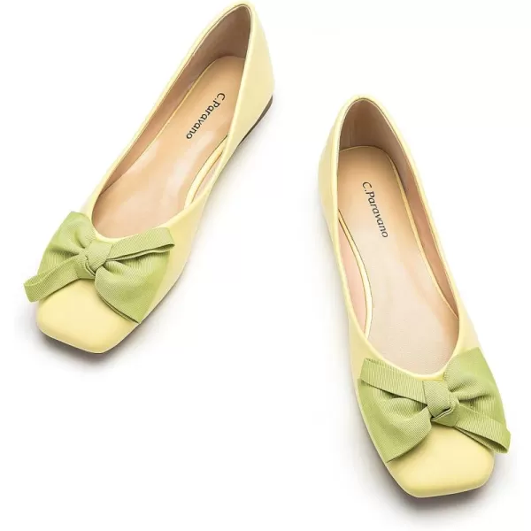 C.Paravano Women's Flats | Square Toe Shoes for Women | Leather Flat Shoes for Women | Slip On Ballet Flats