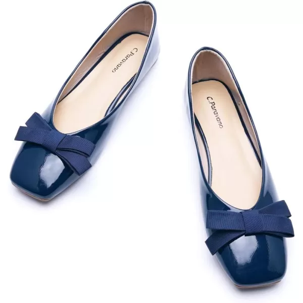 C.Paravano Women's Flats | Womens Ballet Flats | Square Toe Flats for Women | Patent Leather Slip On Flats