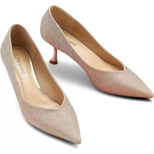 C.Paravano Women's Pump | Kitten Heel Daily Pumps | Closed Toe Low Heel | Comfortable Low Stiletto Heel Pumps