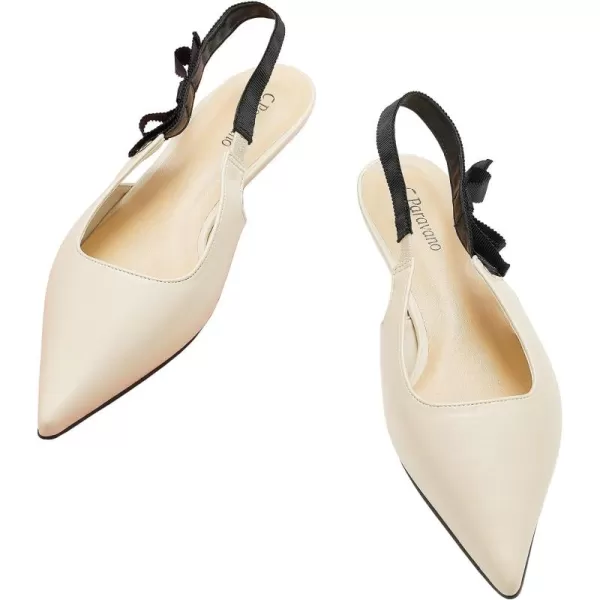 C.Paravano Women's Slingback Flats | Pointed Toe Flats Sandals | Leather Kitten Heels | Closed Heeled Sandal | Wedding Dress Pumps Shoes for Women