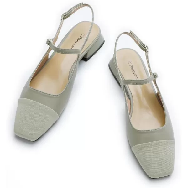 C.Paravano Women's Slingback | Square Toe Slingback Flats | Ankle Strap Flats Sandals | Slip on Casual Flats Shoes | Leather Dress Shoes for Wedding