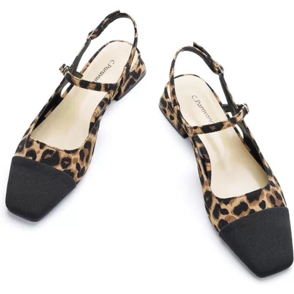 C.Paravano Women's Slingback | Square Toe Slingback Flats | Ankle Strap Flats Sandals | Slip on Casual Flats Shoes | Leather Dress Shoes for Wedding