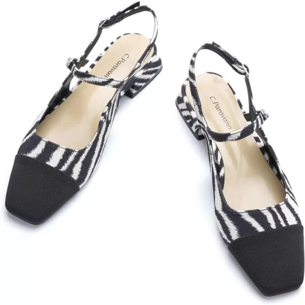 C.Paravano Women's Slingback | Square Toe Slingback Flats | Ankle Strap Flats Sandals | Slip on Casual Flats Shoes | Leather Dress Shoes for Wedding