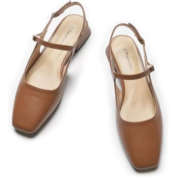 C.Paravano Women's Slingback | Women's Flat Sandals | Square Toe Slingback Flats | Adjustable Strap Flats | Fashion Casual Flats Shoes