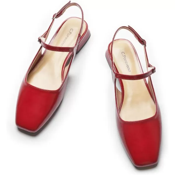 C.Paravano Women's Slingback | Women's Flat Sandals | Square Toe Slingback Flats | Adjustable Strap Flats | Fashion Casual Flats Shoes