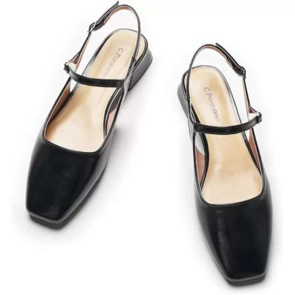 C.Paravano Women's Slingback | Women's Flat Sandals | Square Toe Slingback Flats | Adjustable Strap Flats | Fashion Casual Flats Shoes