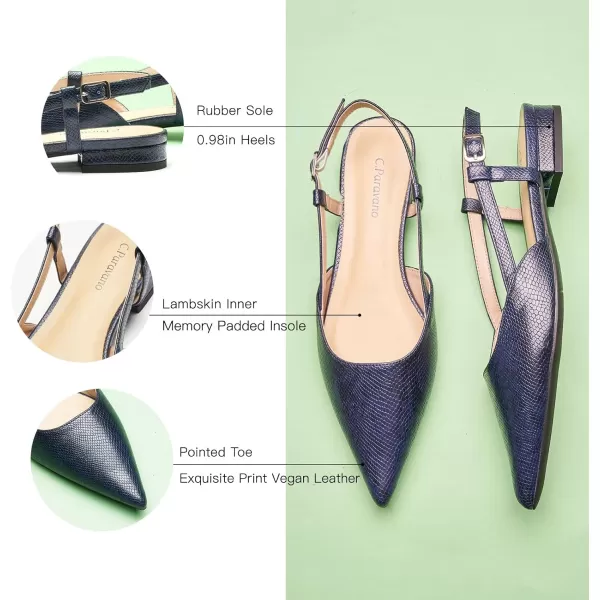 C.Paravano Women's Flats | Pointed Toe Flats Sandals | Slingback Flats for Women | Ankle Strap Slingback Shoes | Comfort Leather Slip on Shoes | Casual Dress Shoes
